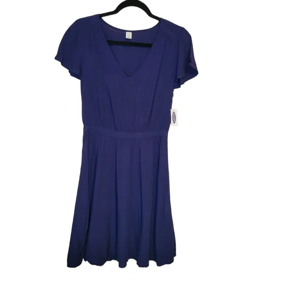 NWT Old Navy Waist Defined V Neck Flutter Sleeve Dress, Size Small - Picture 3 of 7